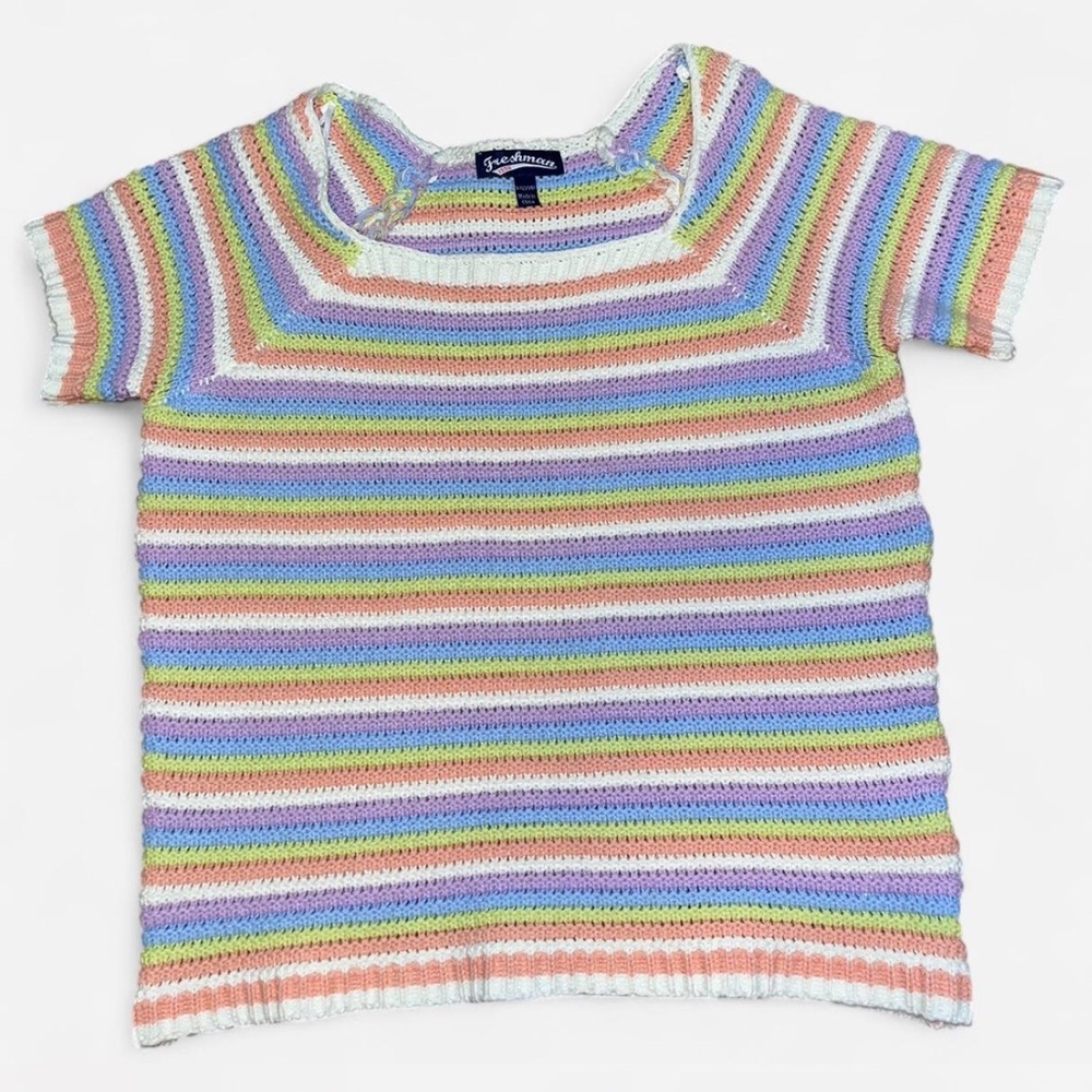 Freshman 1996 Pastel Knit Short Sleeve Top Size L
